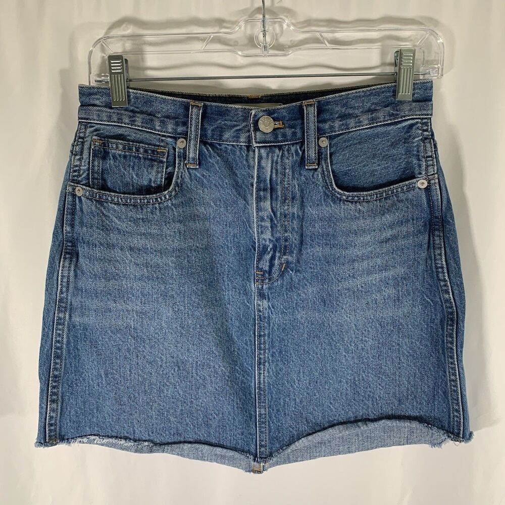 Madewell Rigid Denim A-Line Skirt Women's 26 Medium Wash Denim Mini Skirt